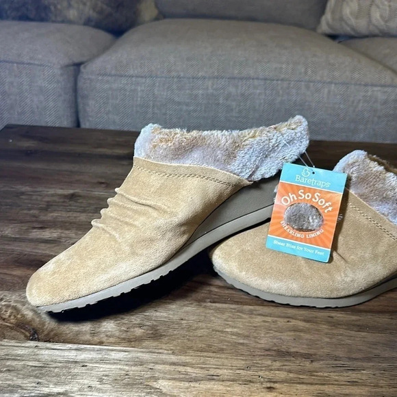 NWT Baretraps Becker Faux Fur Slip On Clog Shoe BRN Wedge Stay Dry Wmn 10 - Picture 7 of 16